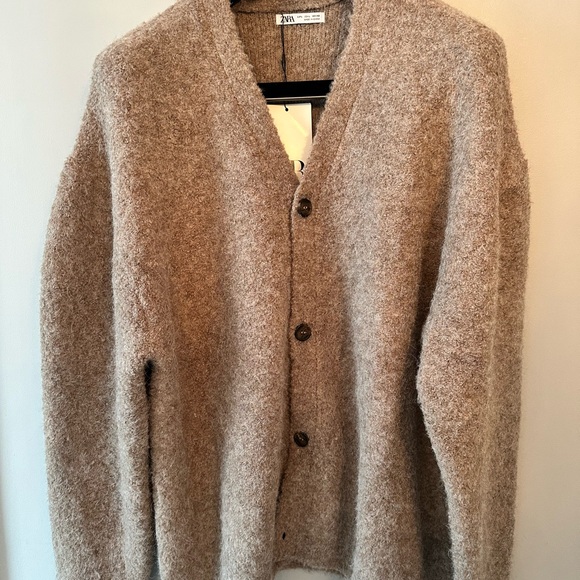 Zara Other - Zara Tan Cardigan Sweater with V-neck and Relaxed Fit
